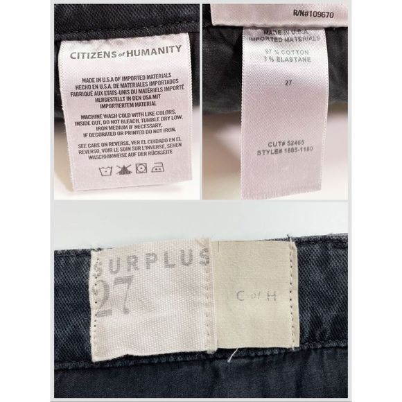 Citizens of Humanity Brooke Chino Pant Mid Rise Pockets Washed Black 27 - Picture 8 of 9